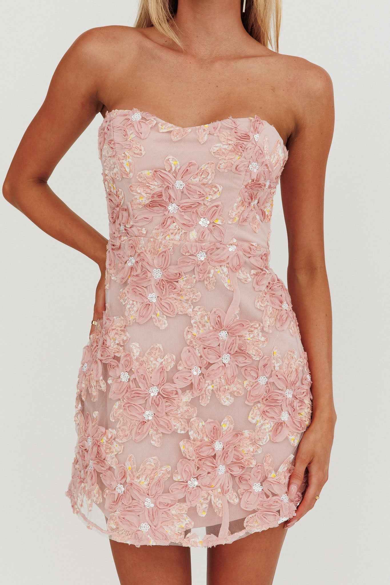 In Paris | SEQUIN FLORAL MINI PARTY WEDDING GUEST DRESS