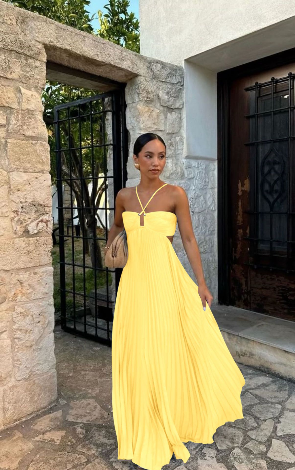 Pleated Sleeveless Maxi Evening Party Dress - ICYBOO