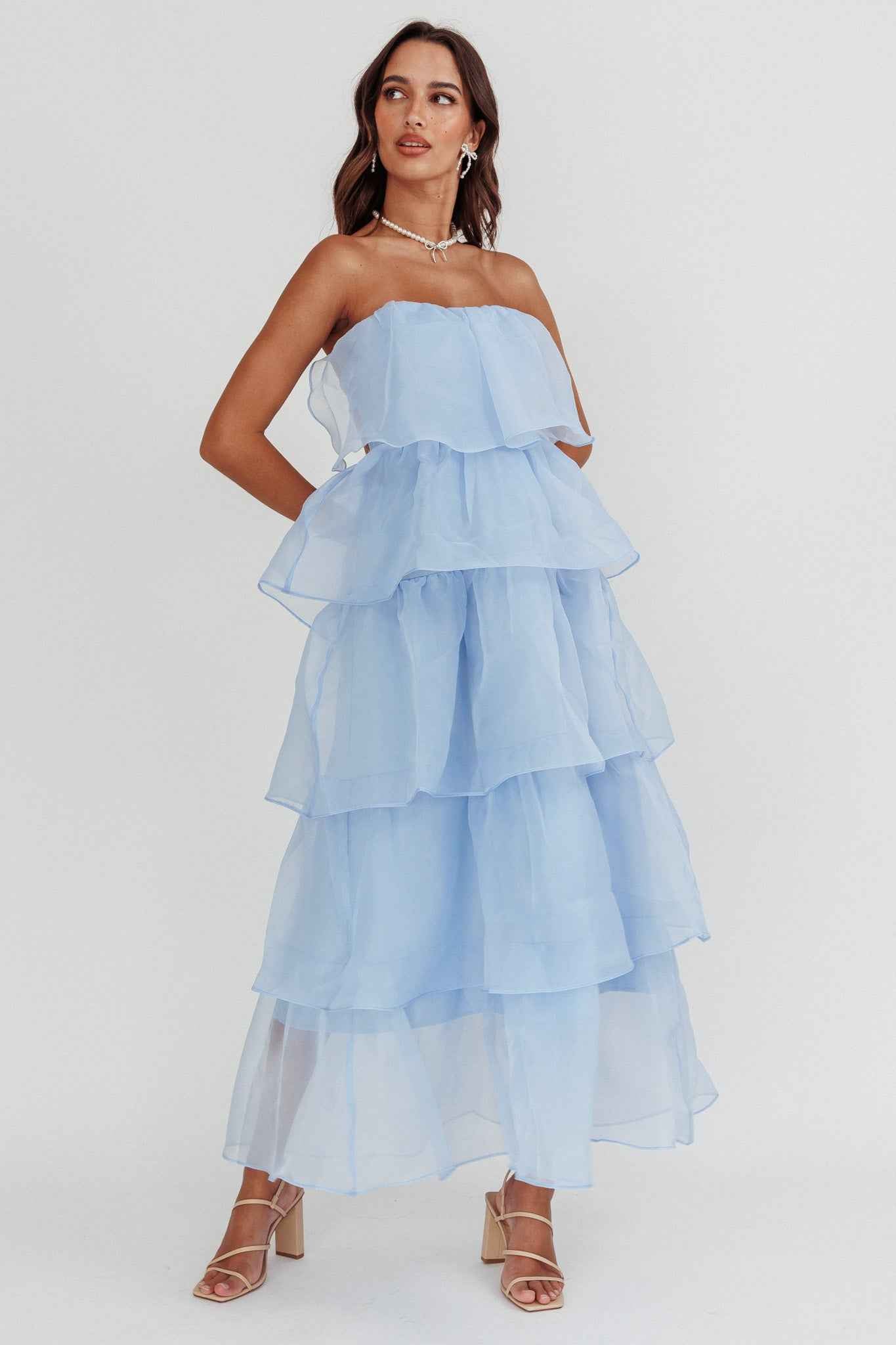 Behati | STRAPLESS TIERED MIDI PARTY OCCASION DRESS