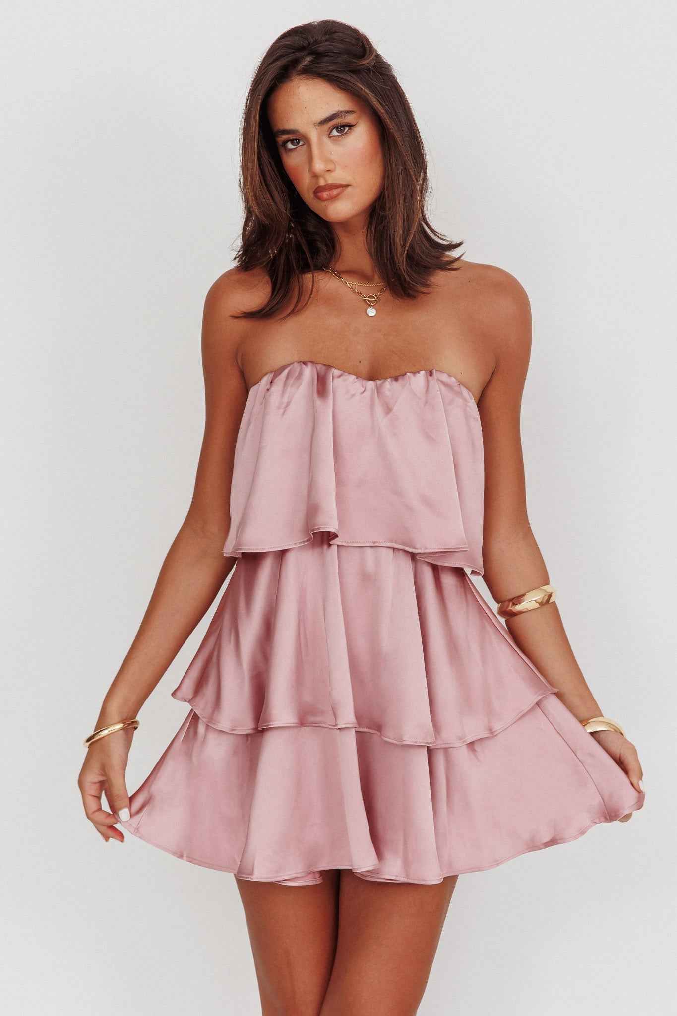Behati | STRAPLESS TIERED MINI WEDDING GUEST PARTY DRESS