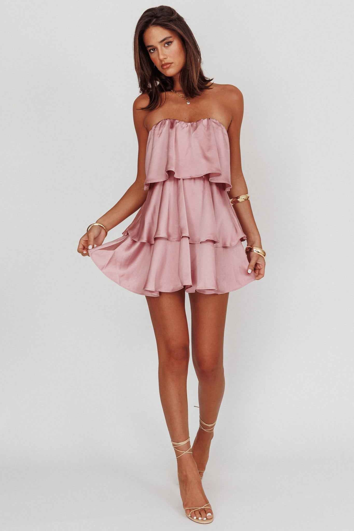 Behati | STRAPLESS TIERED MINI WEDDING GUEST PARTY DRESS