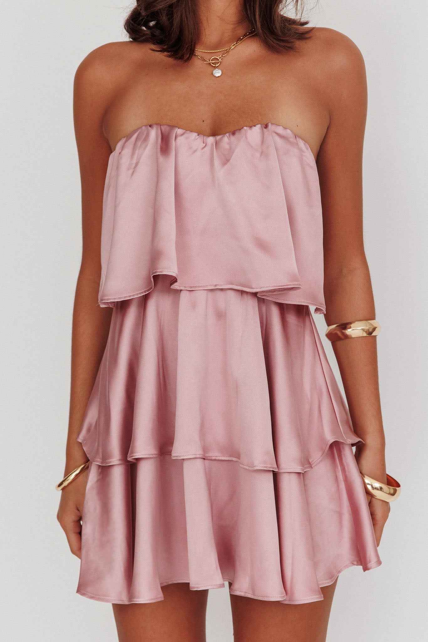 Behati | STRAPLESS TIERED MINI WEDDING GUEST PARTY DRESS