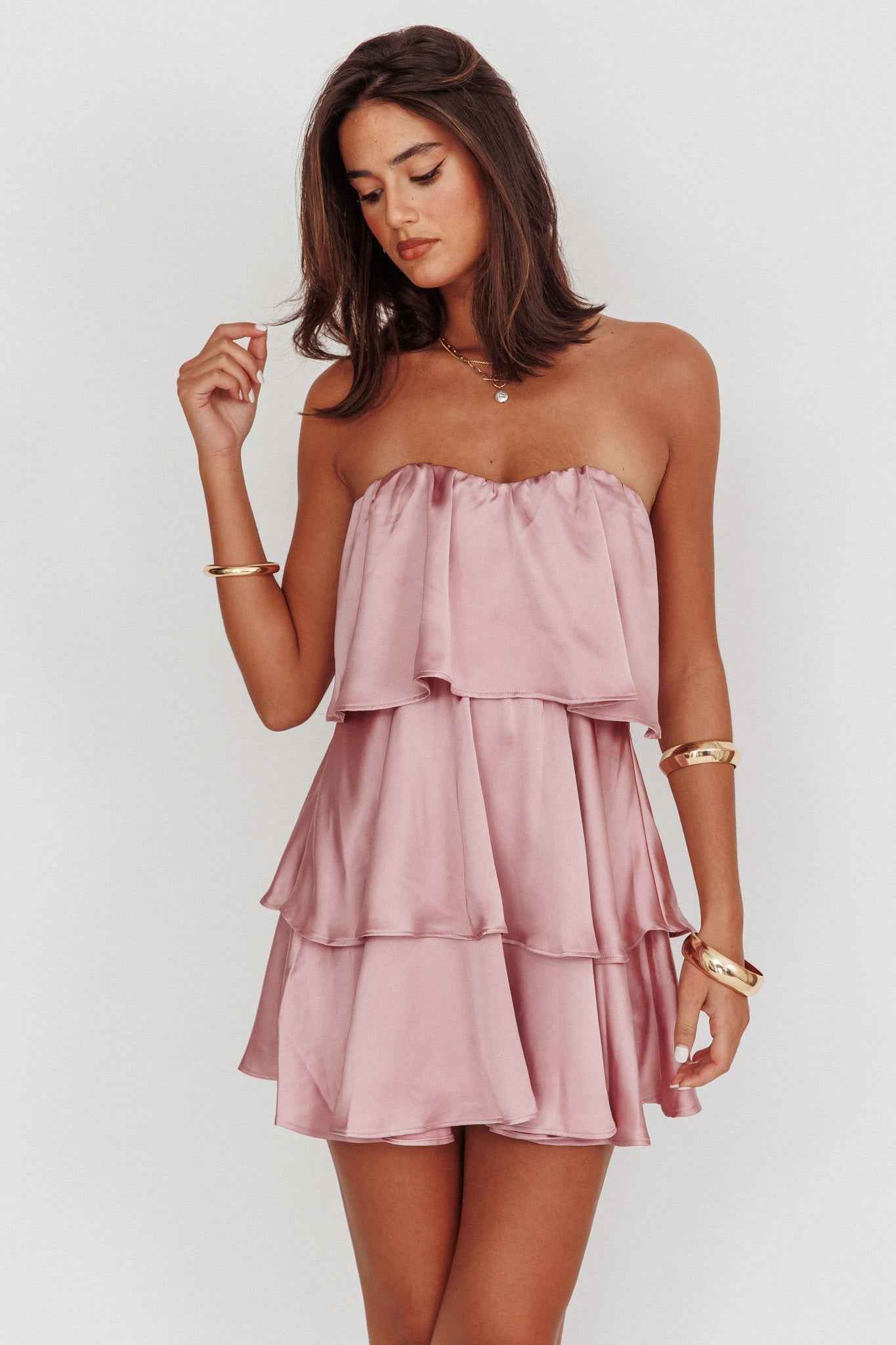 Behati | STRAPLESS TIERED MINI WEDDING GUEST PARTY DRESS