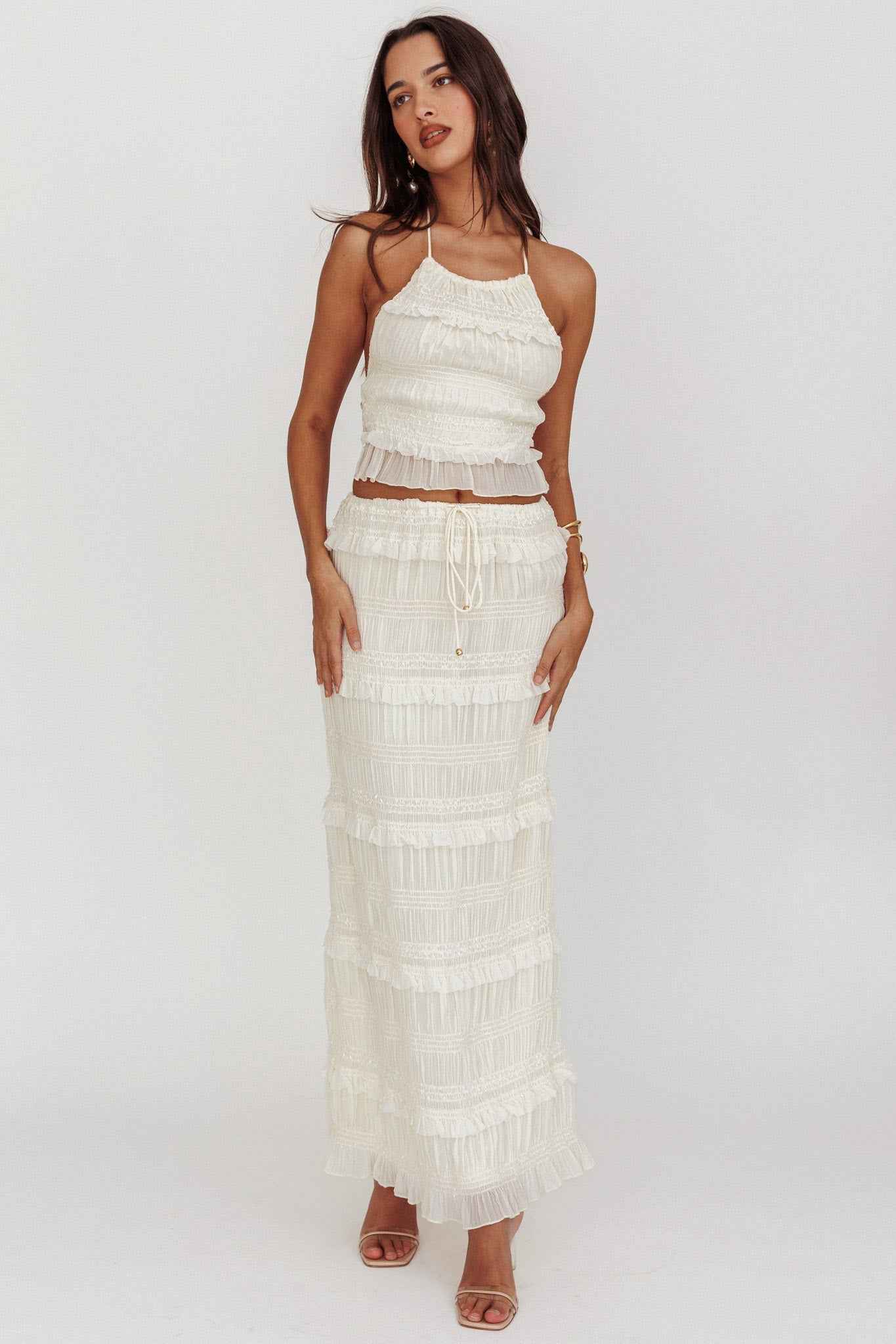 Helios | SHIRRED SEQUIN MAXI EVENING PARTY SKIRT