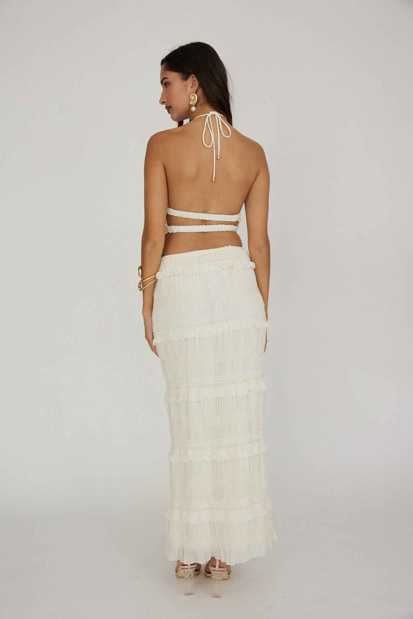 Helios | SHIRRED SEQUIN MAXI EVENING PARTY SKIRT