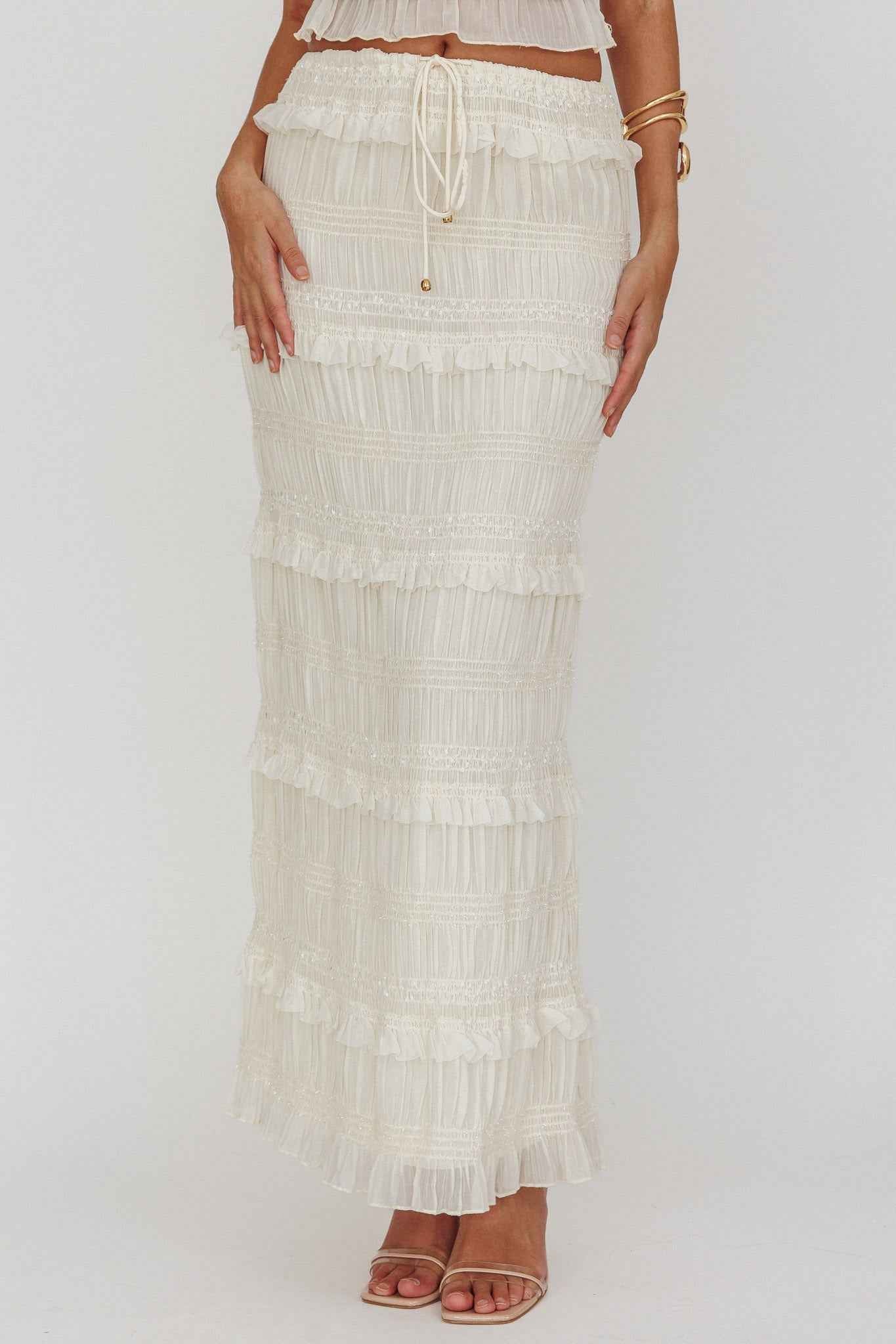 Helios | SHIRRED SEQUIN MAXI EVENING PARTY SKIRT