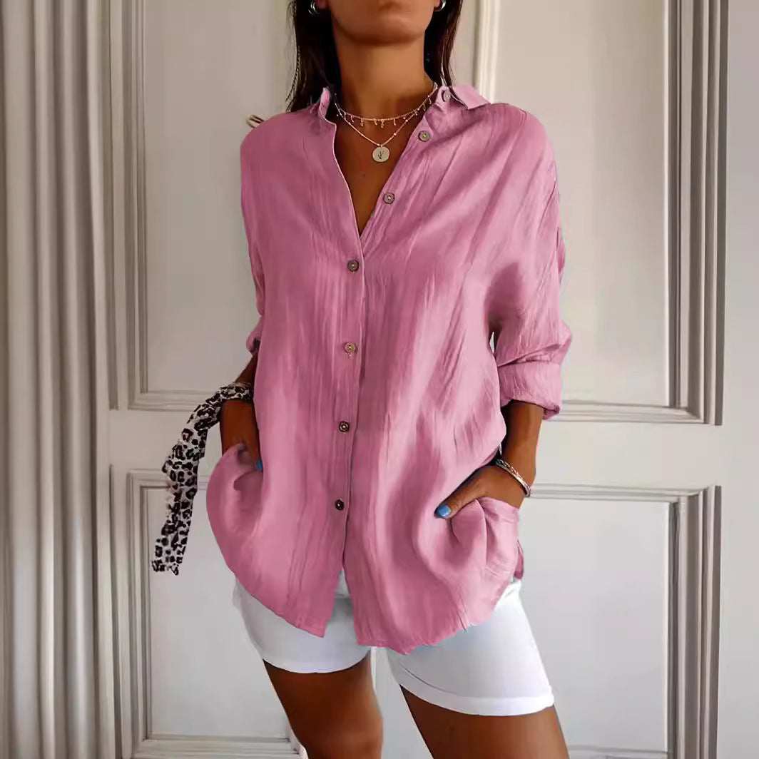 Pleated Elegant Midi Casual Shirt Dress - ICYBOO