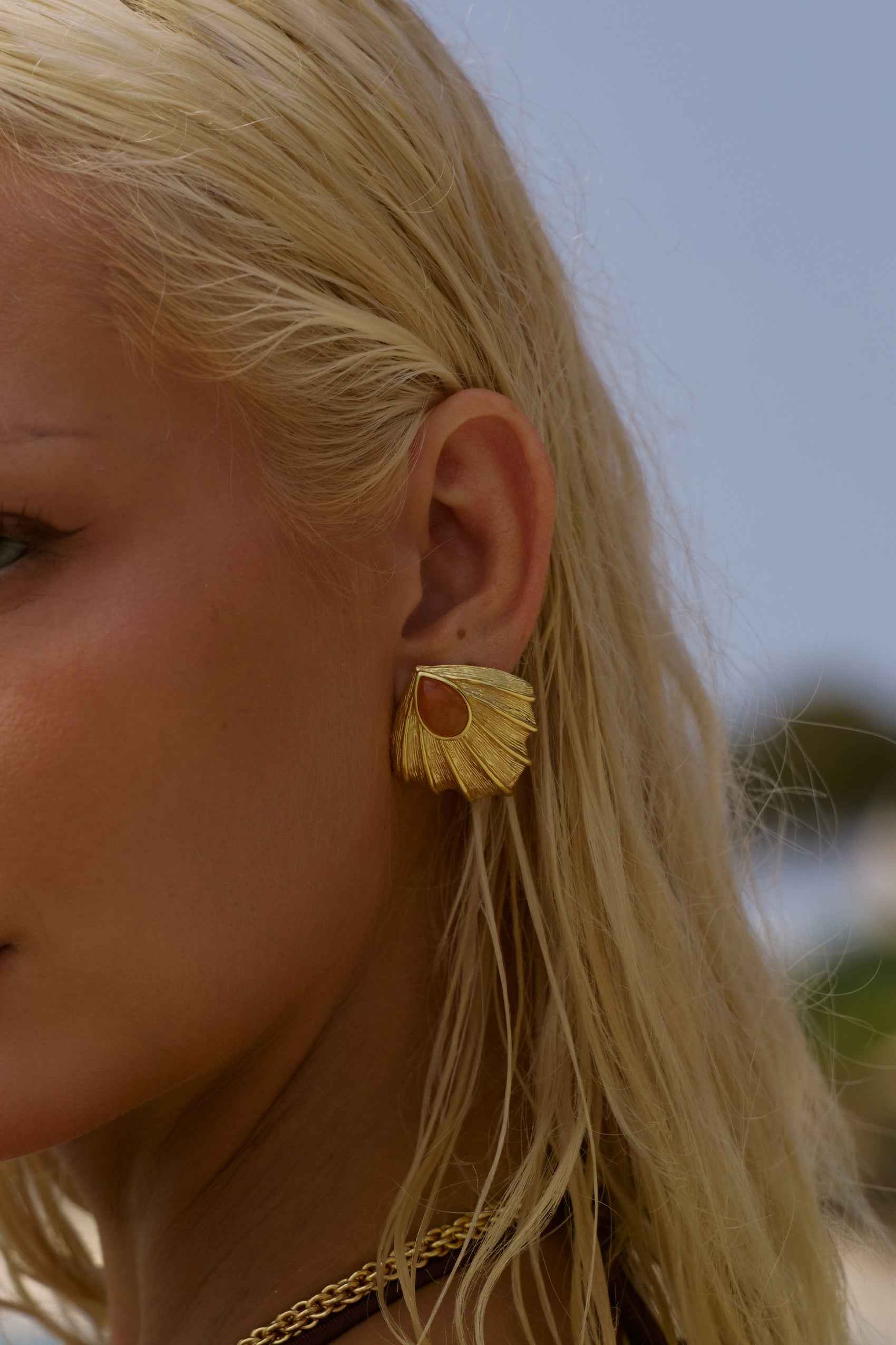 Zahana Earrings in Orange Aventurine