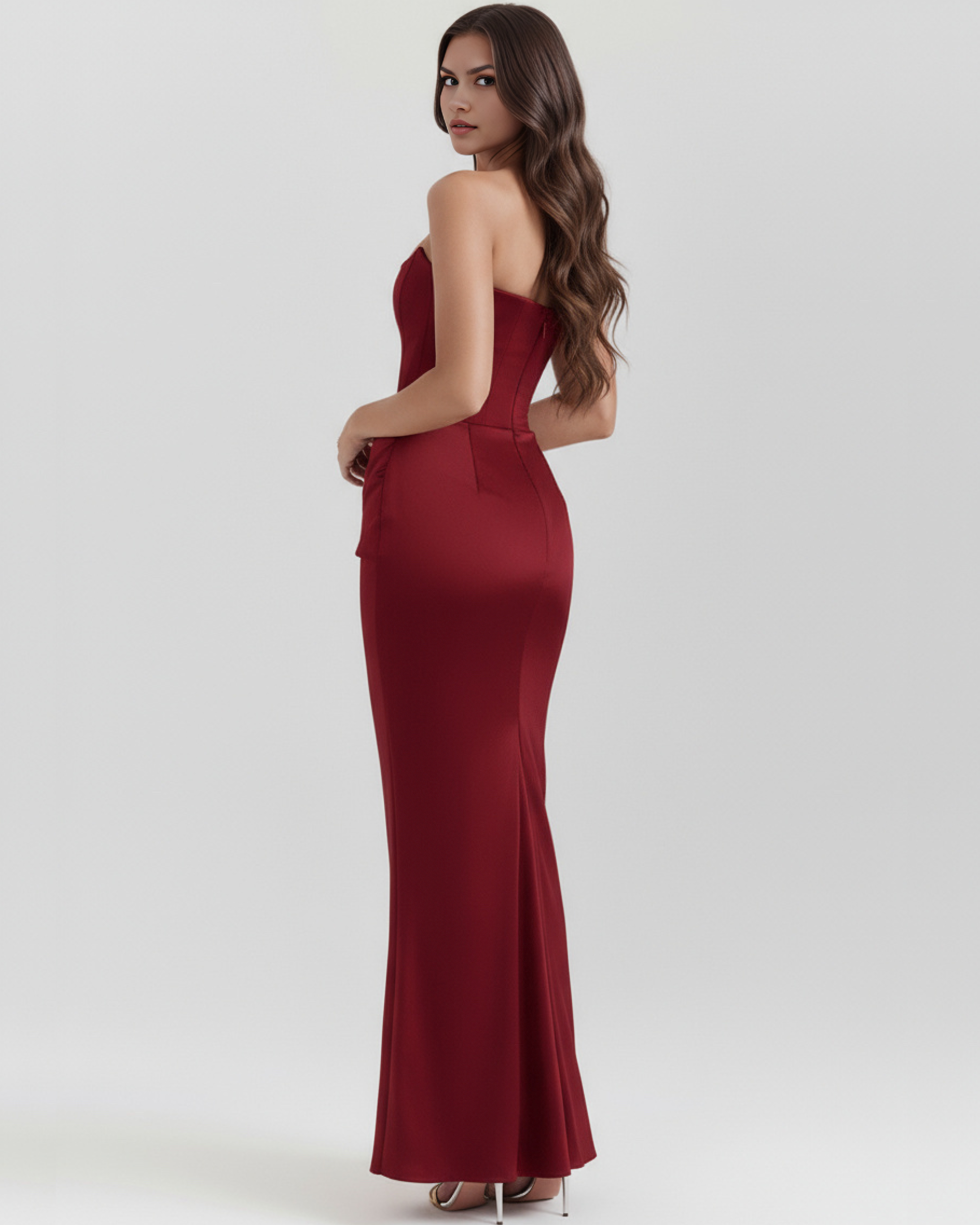Corset Dress | Almond Muse Style, Stretch Crepe Boned Bodice, Glamorous Events - ICYBOO