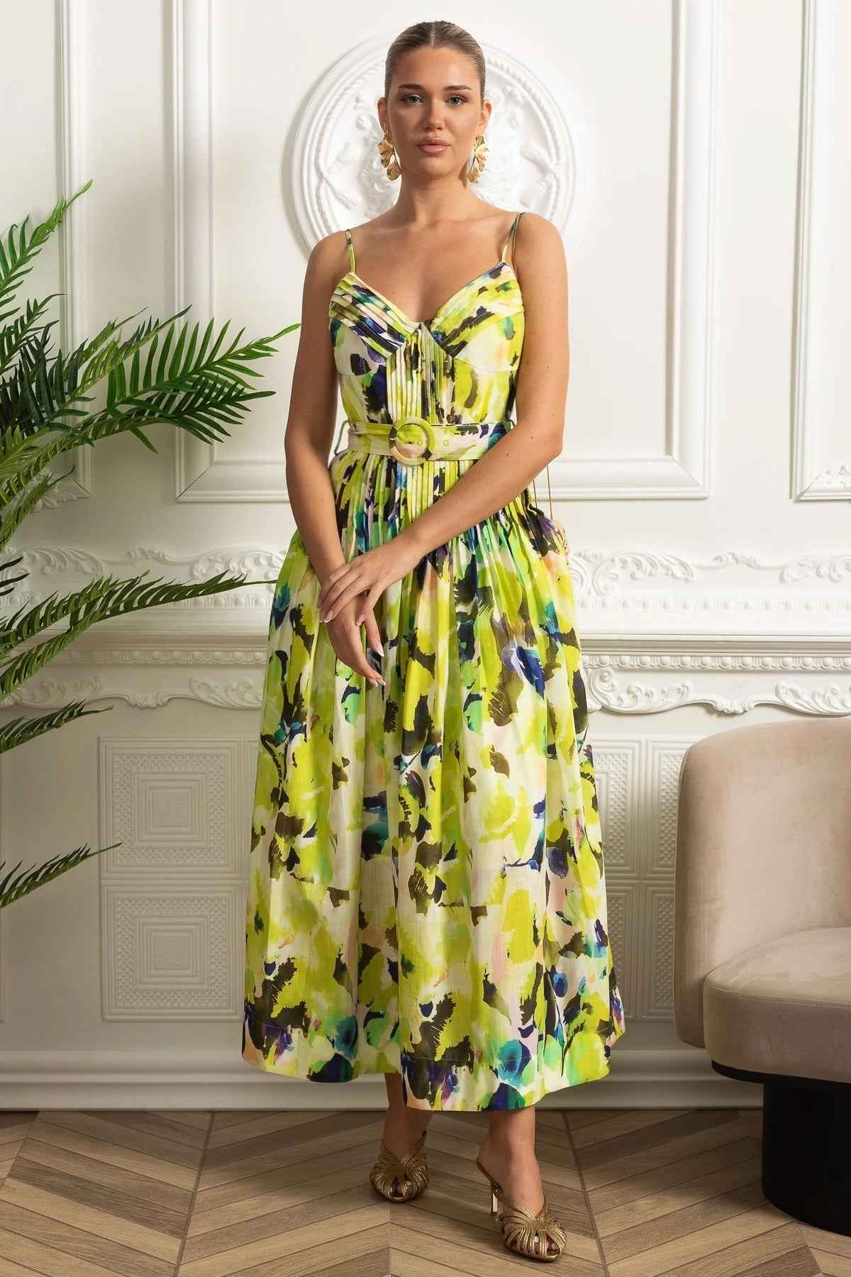 Sienna | PLEATED FITTED MIDI SUMMER PARTY DRESS