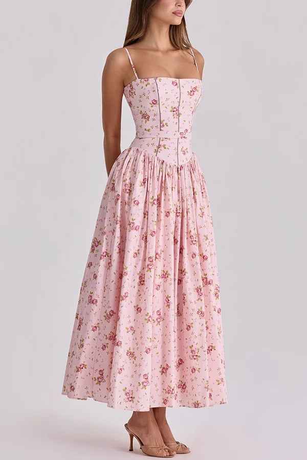 Romantic Countryside | SLEEVELESS FLORAL MIDI VACATION DRESS