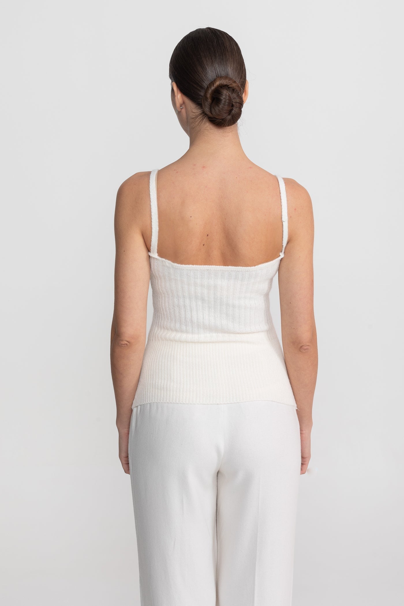 Knit Two Piece Set With Crystal Embellishments And Trim Cuffs - White - ICYBOO