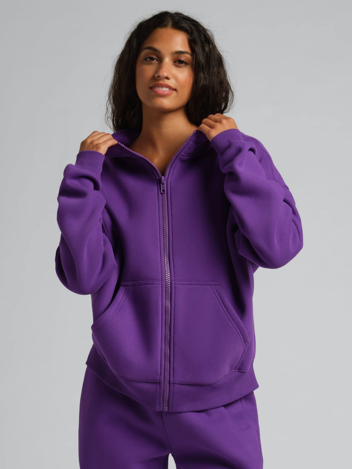 Basic Heavyweight Fleece Crop Zip Hoodie