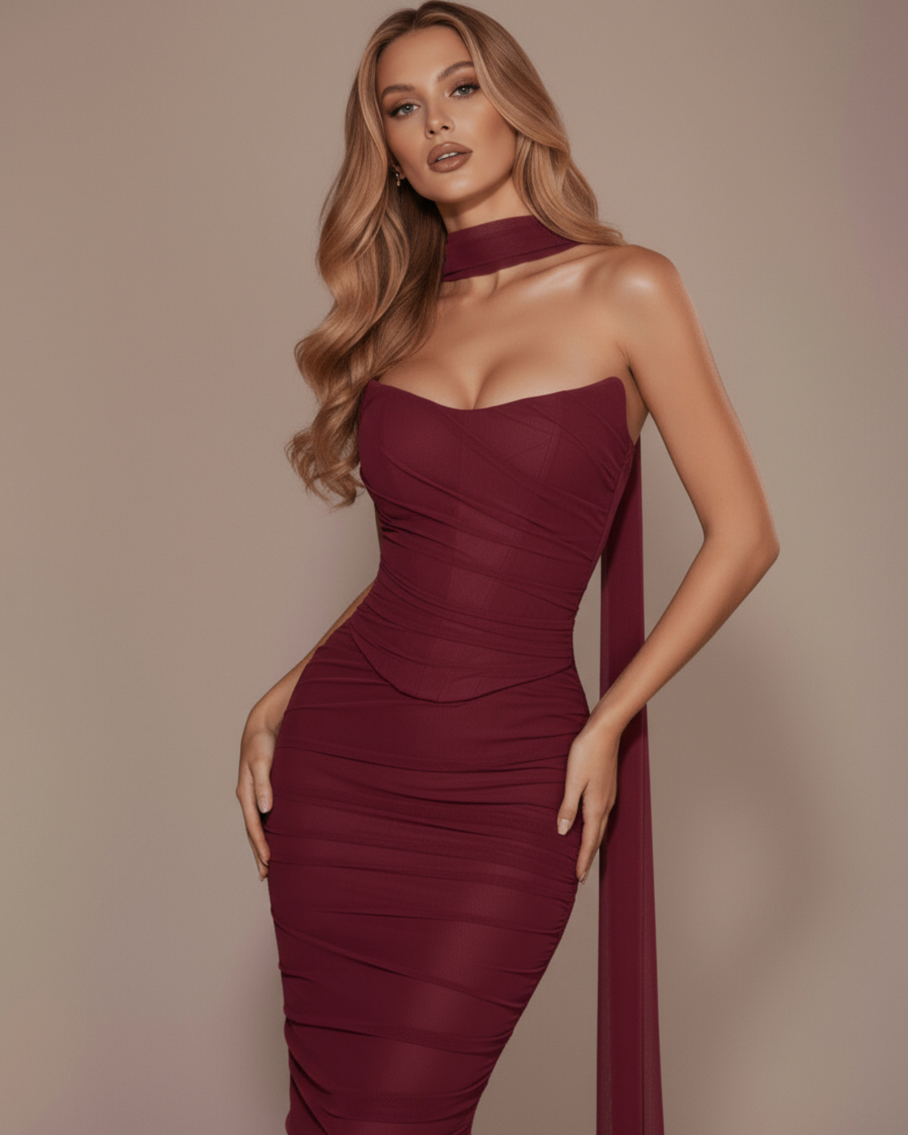 Mesh Maxi Dress Set | Corset, Skirt & Scarf, Romantic & Special Occasions - ICYBOO