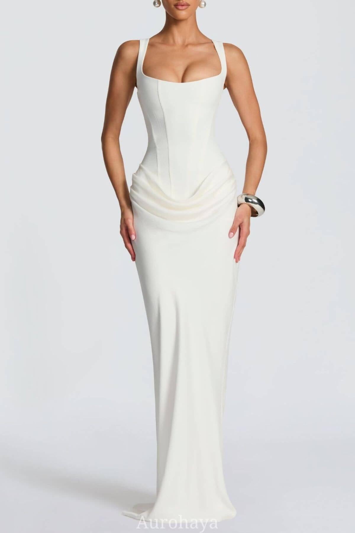 Hortense Square Neck Corset Maxi Dress