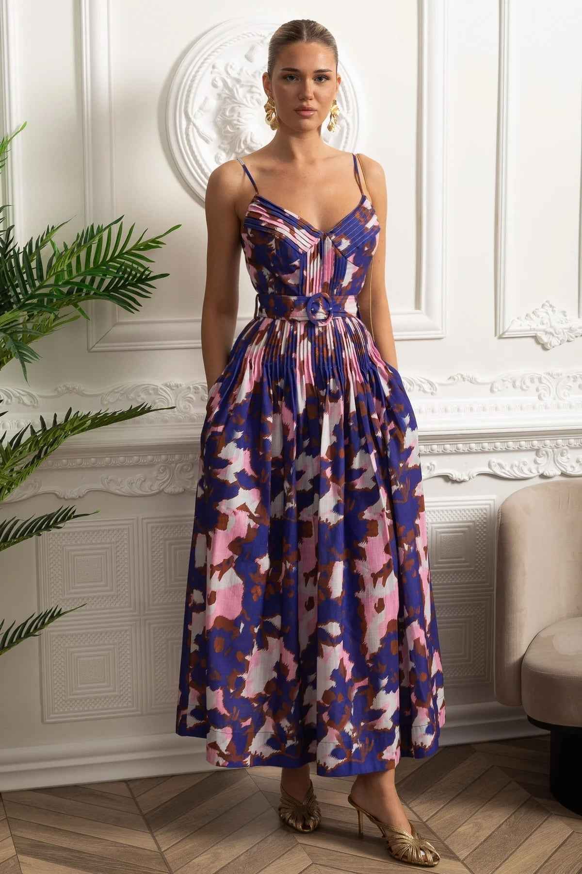 Pleated Bust | PLEATED FITTED MIDI PARTY COCKTAIL DRESS