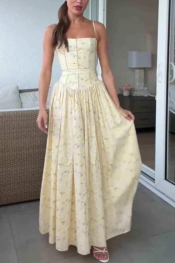 Romantic Countryside | SLEEVELESS FLORAL MIDI VACATION DRESS