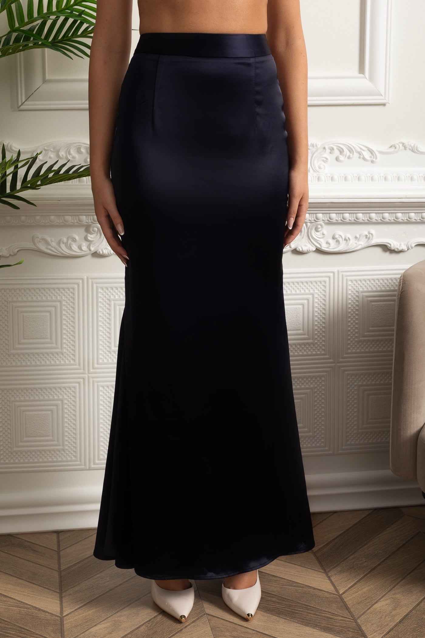 Navy Co-Ord | EMBELLISHED SATIN MAXI FORMAL EVENING DRESS