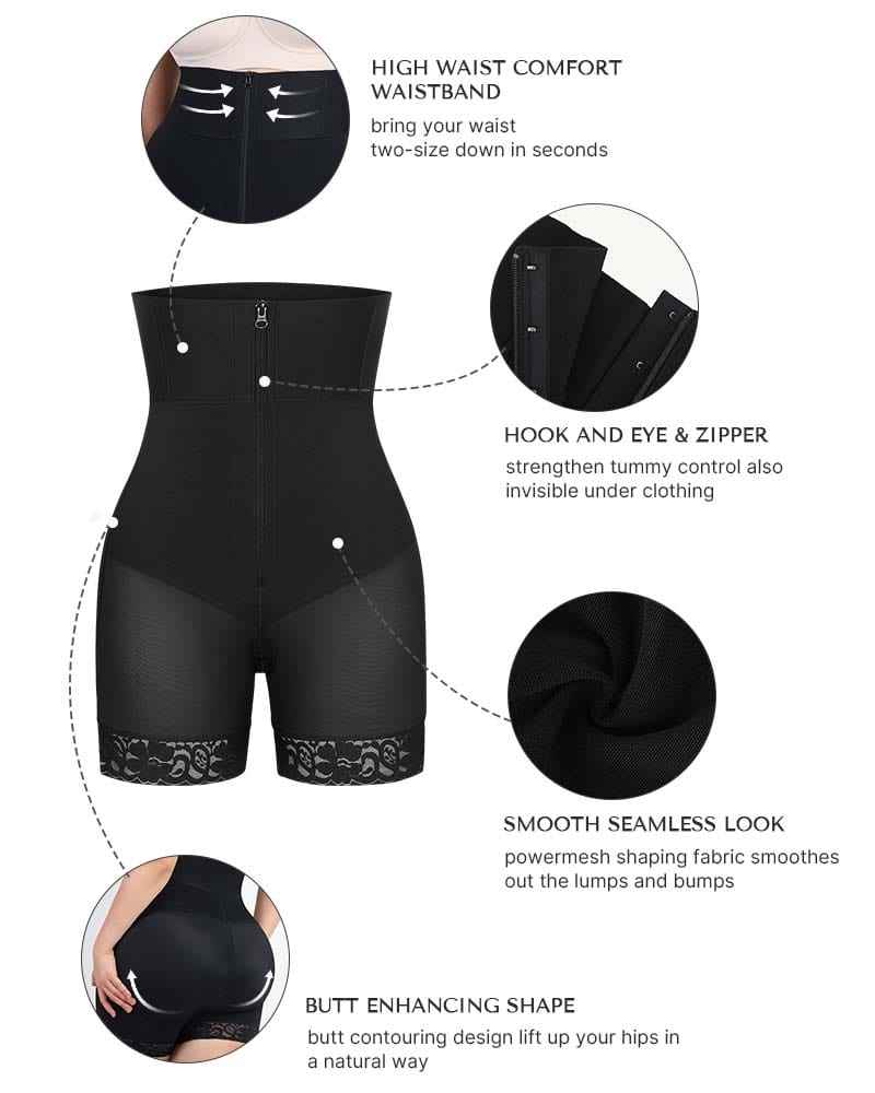 BOOT-YEAH™ Mini Shorts - Black Boned High-Waisted