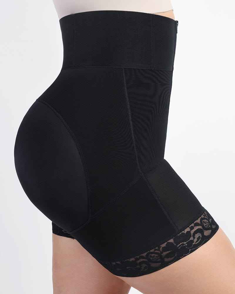 BOOT-YEAH™ Mini Shorts - Black Boned High-Waisted