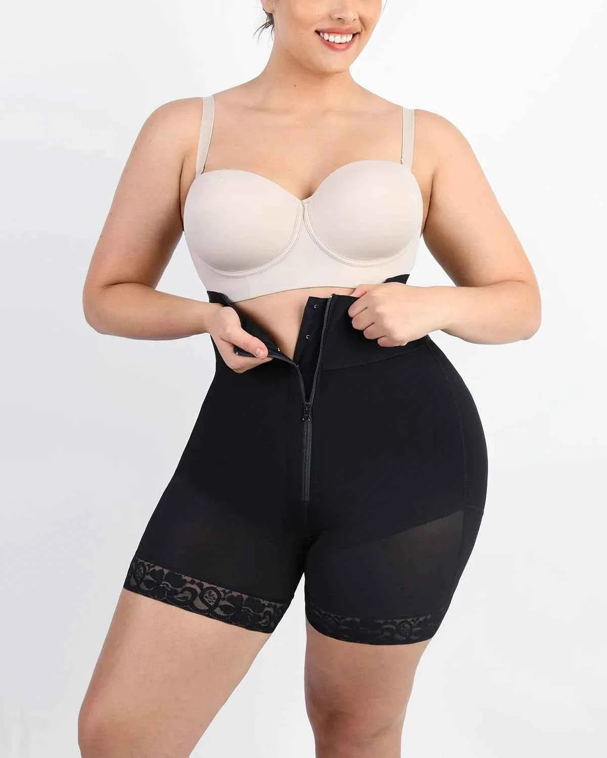 BOOT-YEAH™ Mini Shorts - Black Boned High-Waisted