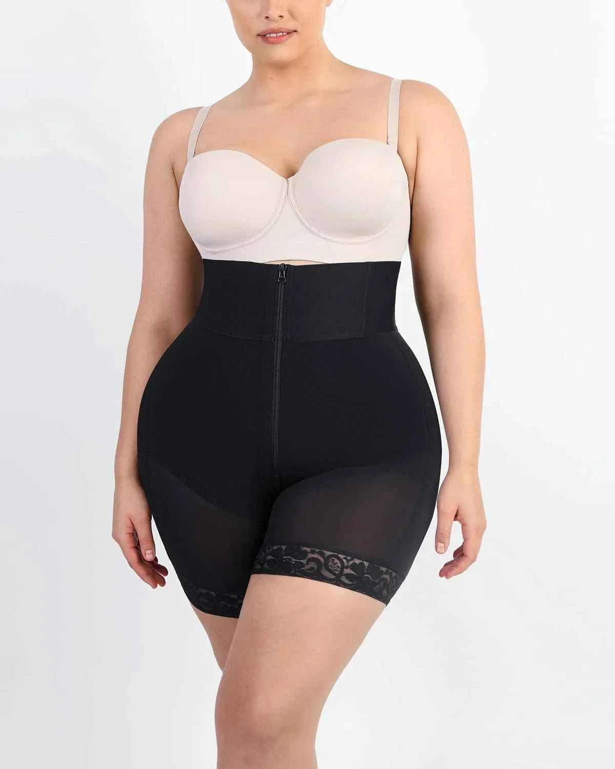 BOOT-YEAH™ Mini Shorts - Black Boned High-Waisted