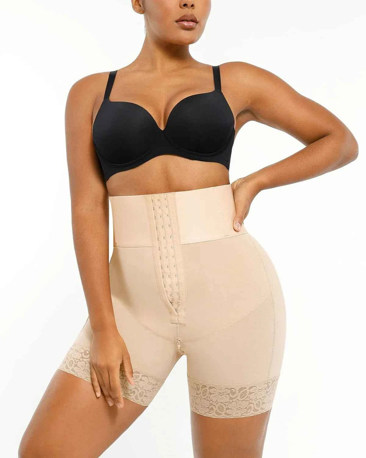 BOOT-YEAH™ Mini Shorts - Black Boned High-Waisted