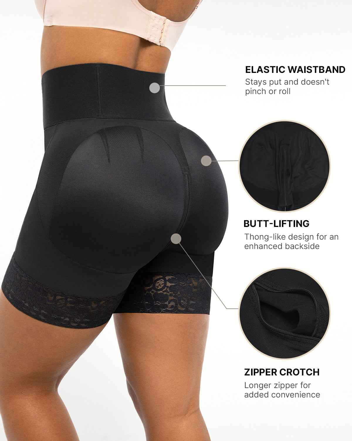 BOOT-YEAH™ Mini Shorts - Black Boned High-Waisted