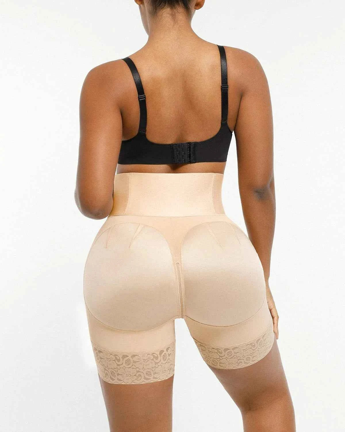 BOOT-YEAH™ Mini Shorts - Black Boned High-Waisted
