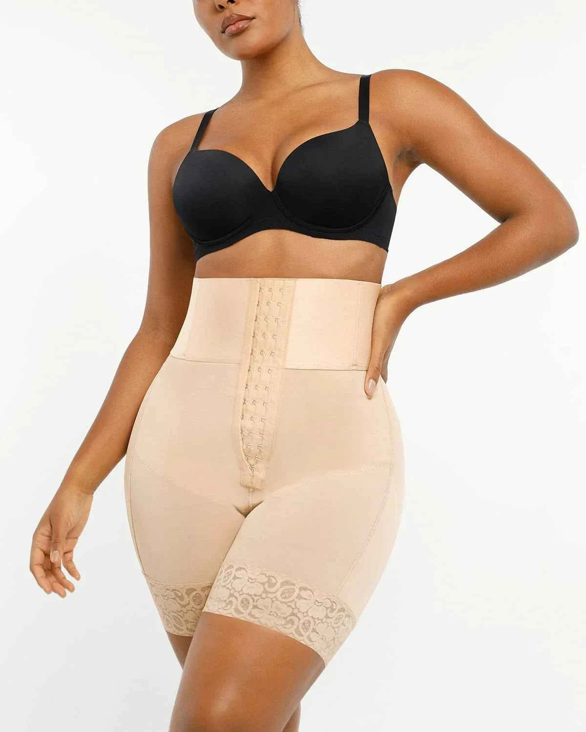 BOOT-YEAH™ Mini Shorts - Black Boned High-Waisted