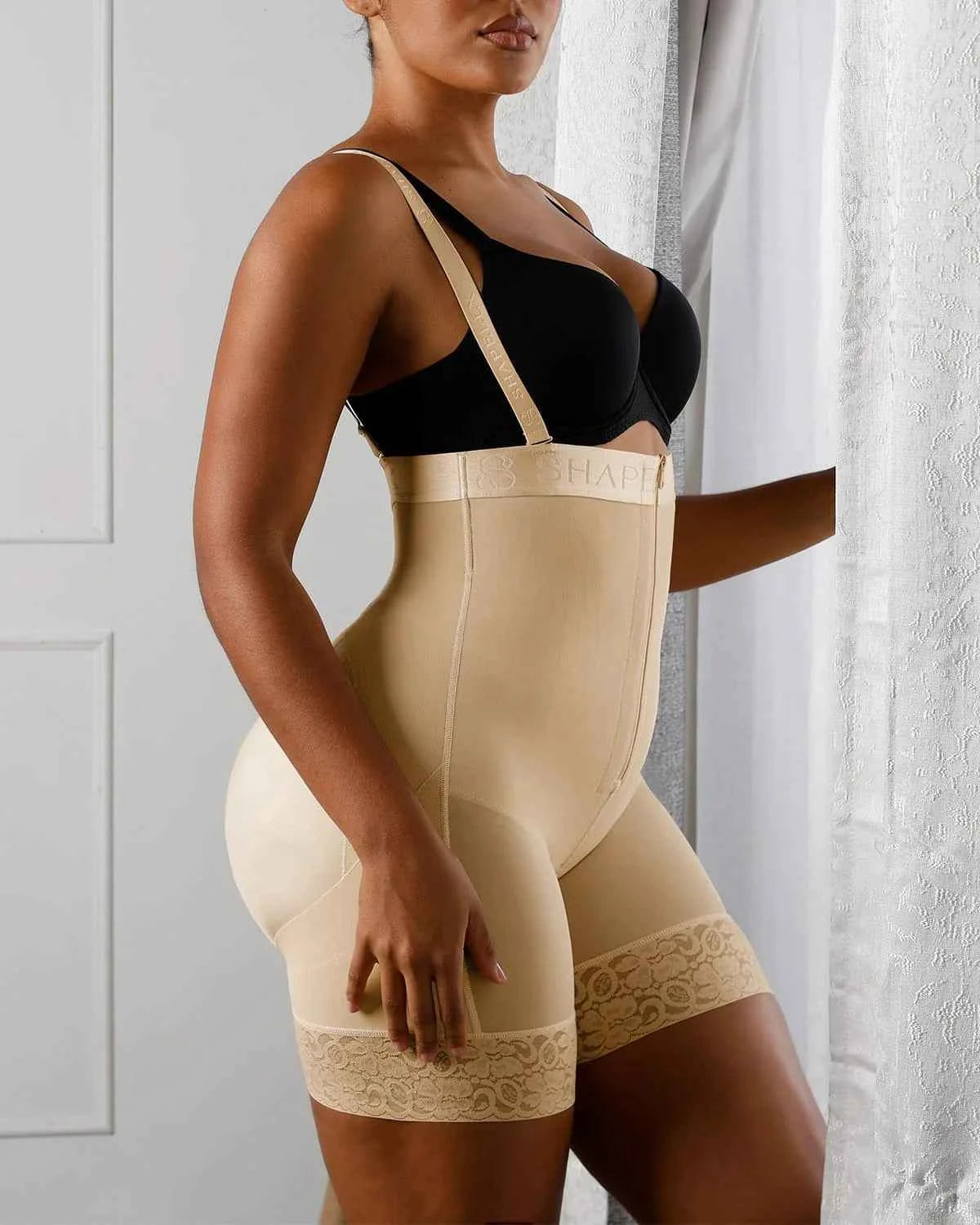 BOOT-YEAH™ Midi Shaping Shorts - Black Compression Lace