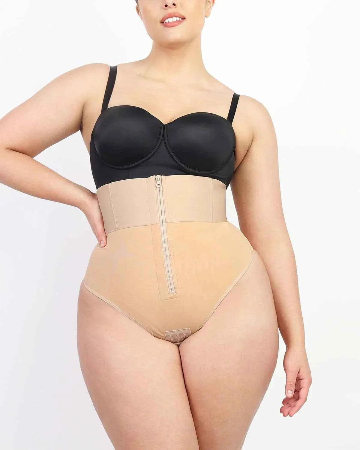 Bare Essentials High-Rise Thong - Black Sculpting Support