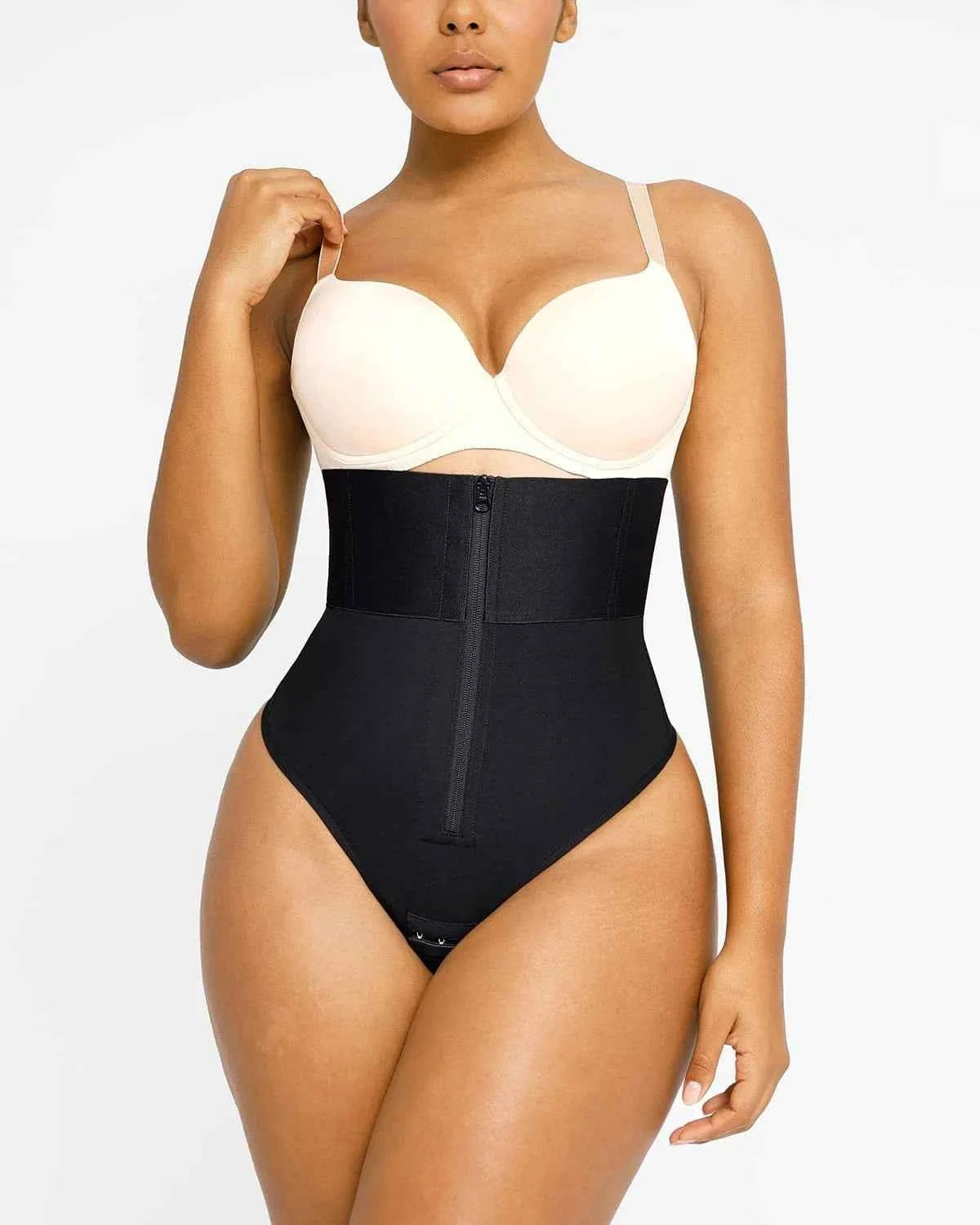 Bare Essentials High-Rise Thong - Black Sculpting Support
