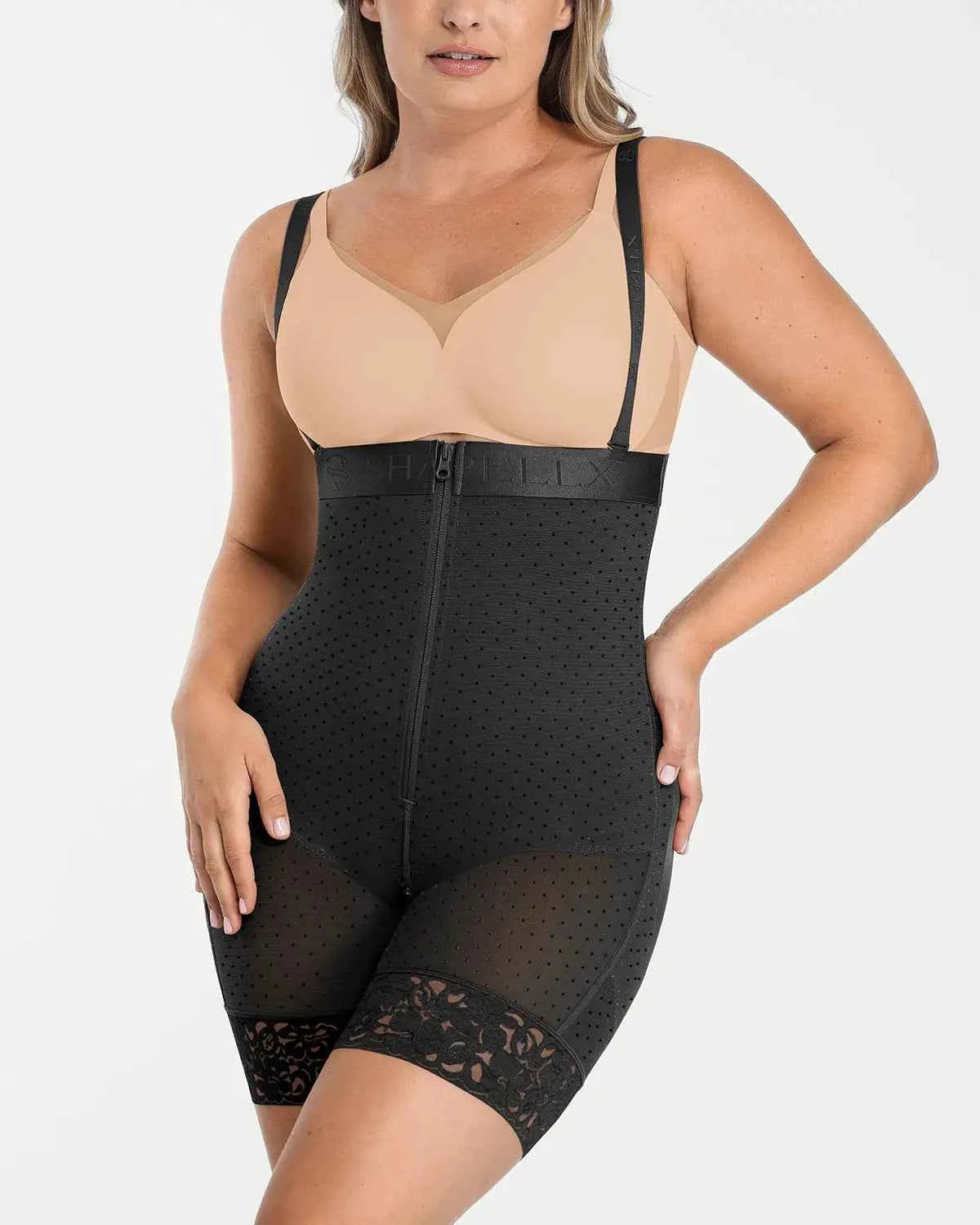 BOOT-YEAH™ High-Waisted Mini Dress - Polka Dot Lace