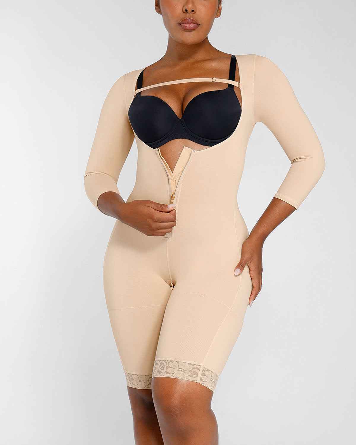 BOOT-YEAH™ Midi Bodysuit - Black Lace Butt-Lifting
