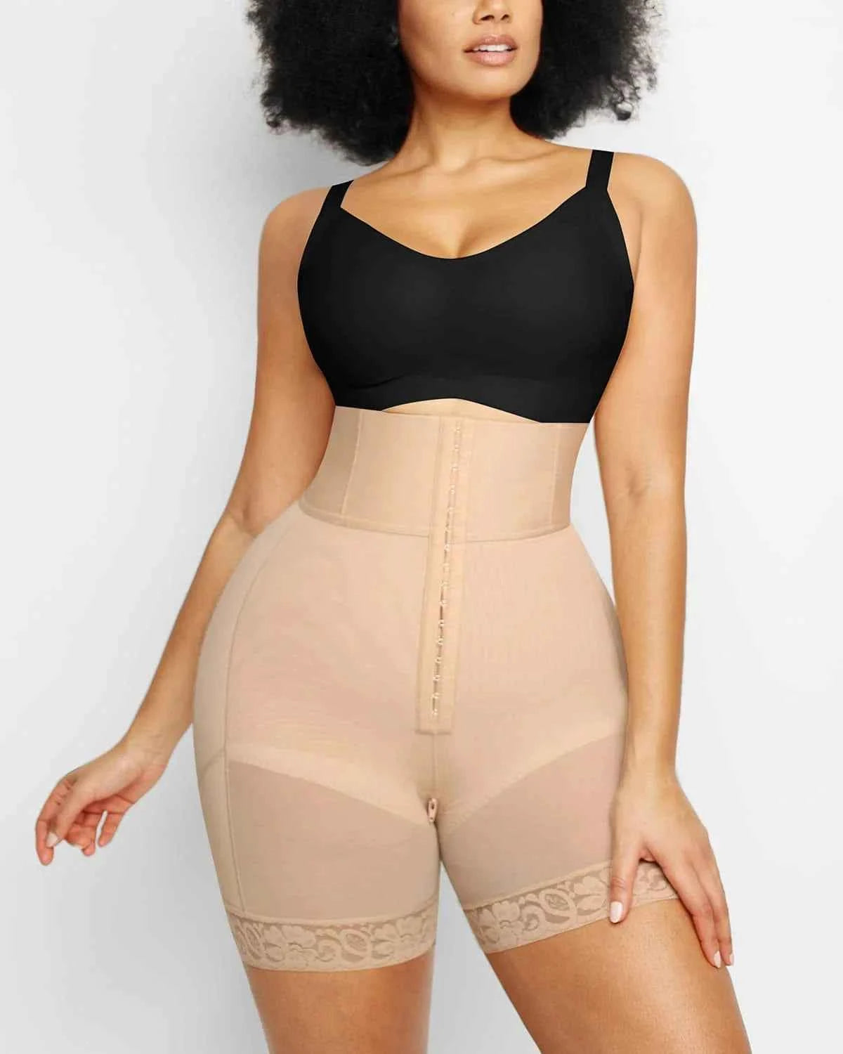 BOOT-YEAH™ Mini Shorts - Black Boned High-Waisted