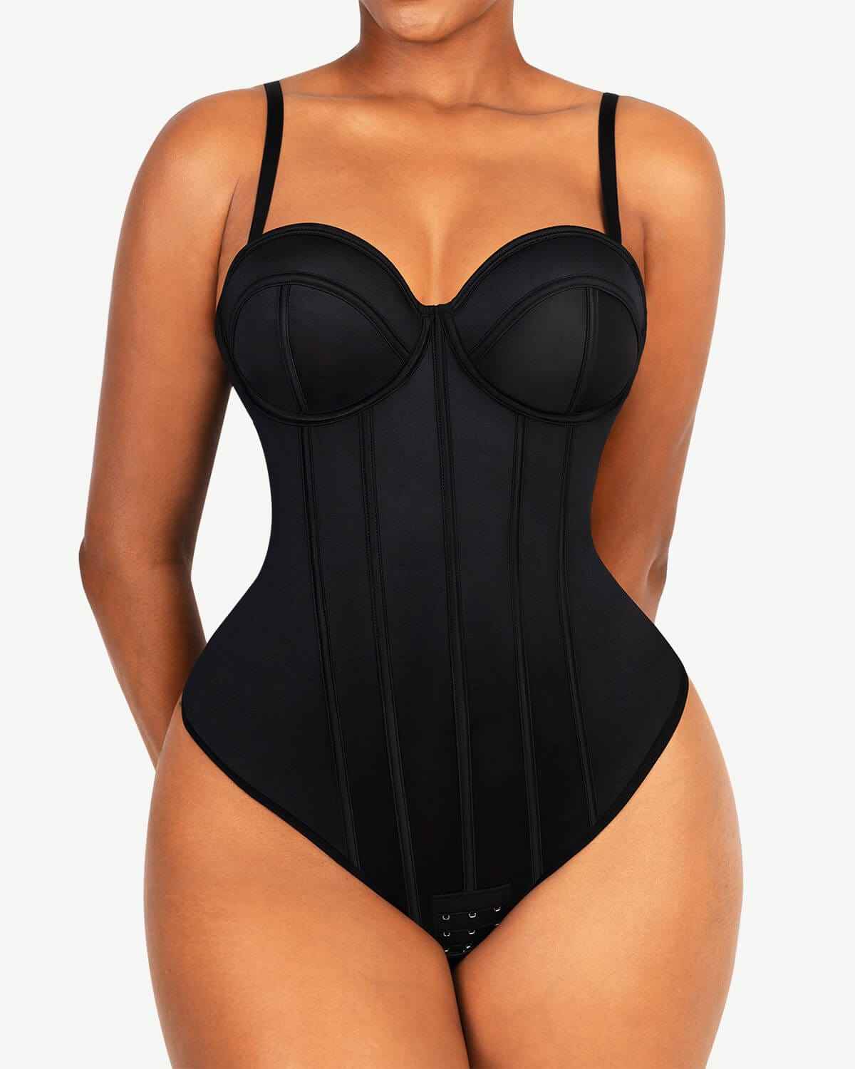 Bare Essentials™ Midi Dress - Black Satin Underwire