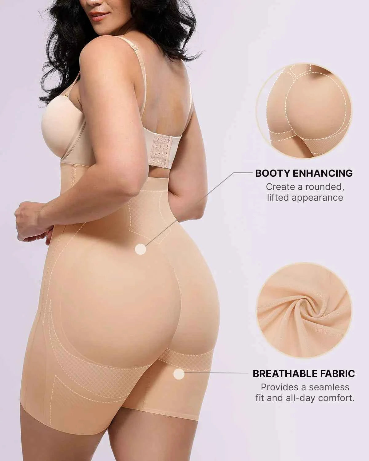 Bare Essentials Midi Shorts - Cream Tummy Control