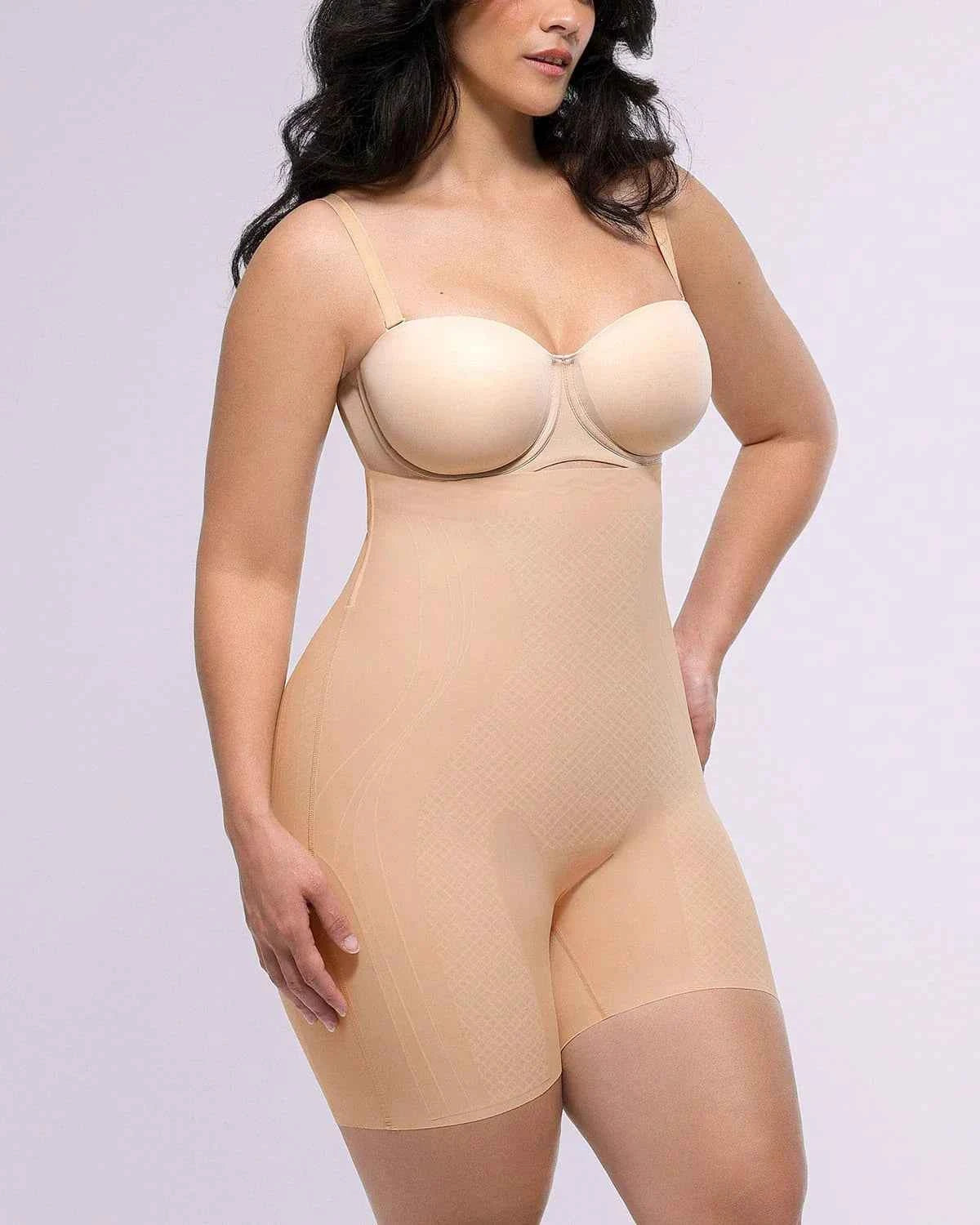 Bare Essentials Midi Shorts - Cream Tummy Control
