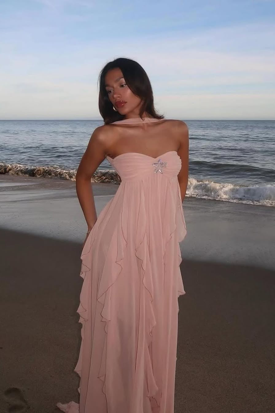 Chloé Strapless Ruffle Maxi Dress
