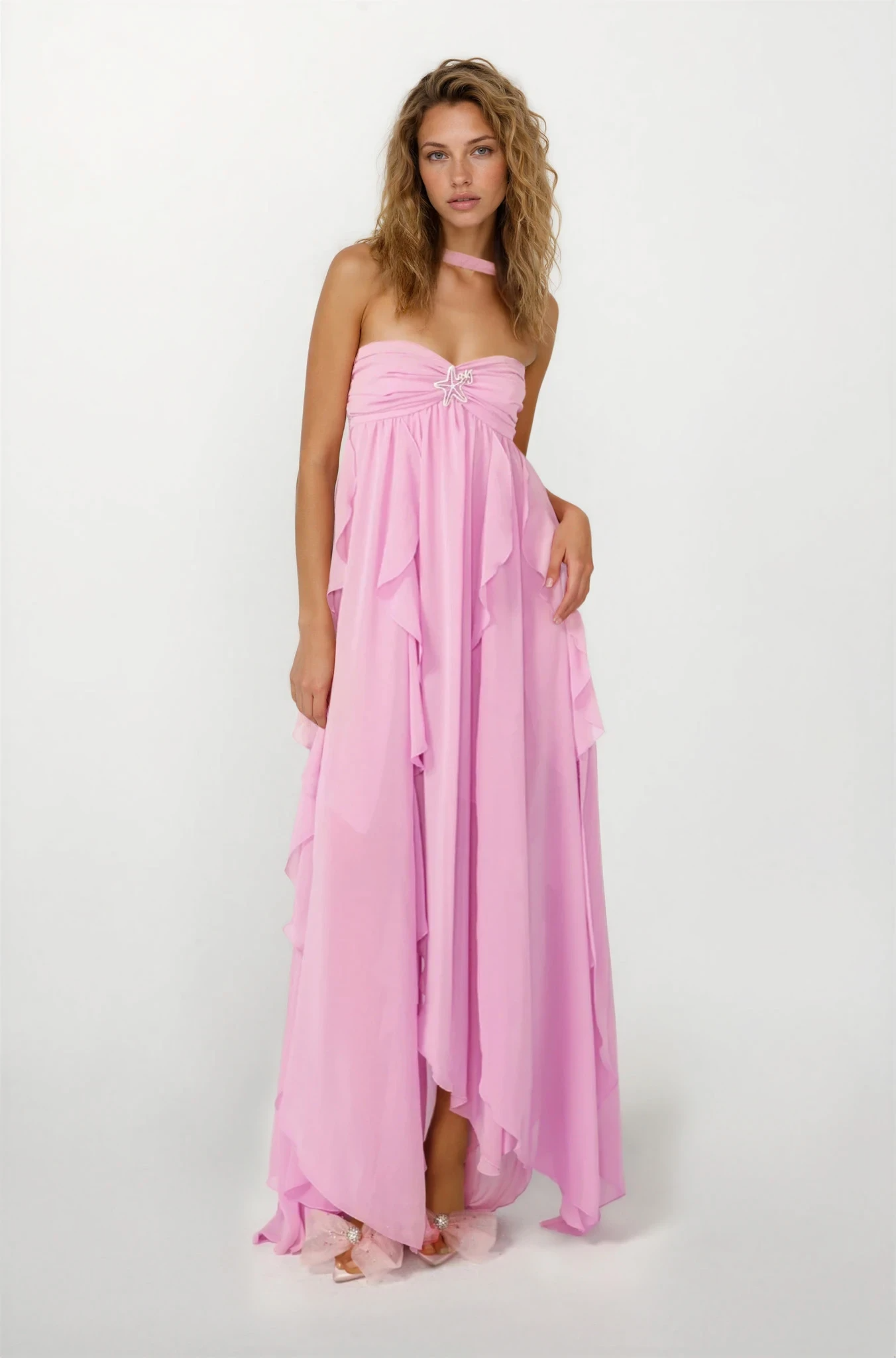 Chloé Strapless Ruffle Maxi Dress