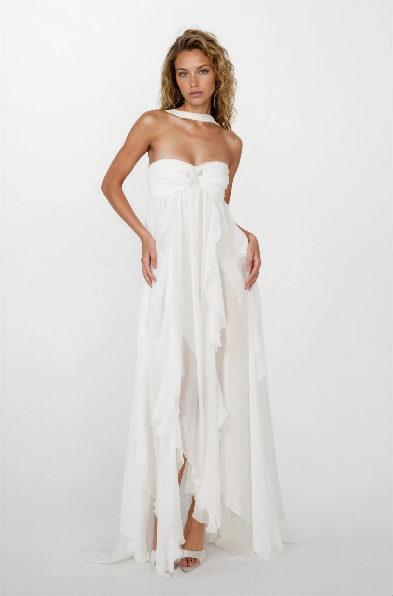Chloé Strapless Ruffle Maxi Dress