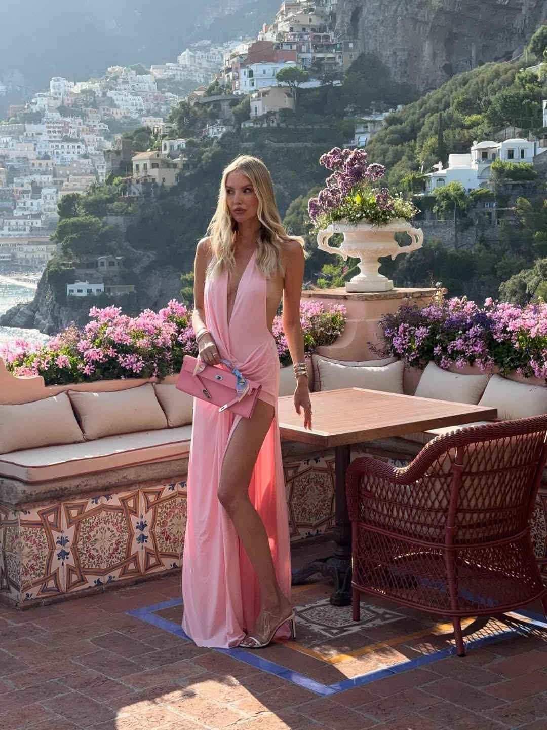Claire Plunge Halter High-Slit Maxi Dress