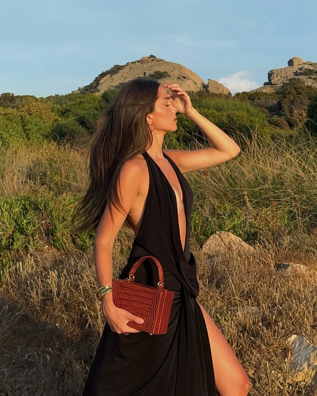 Claire Plunge Halter High-Slit Maxi Dress