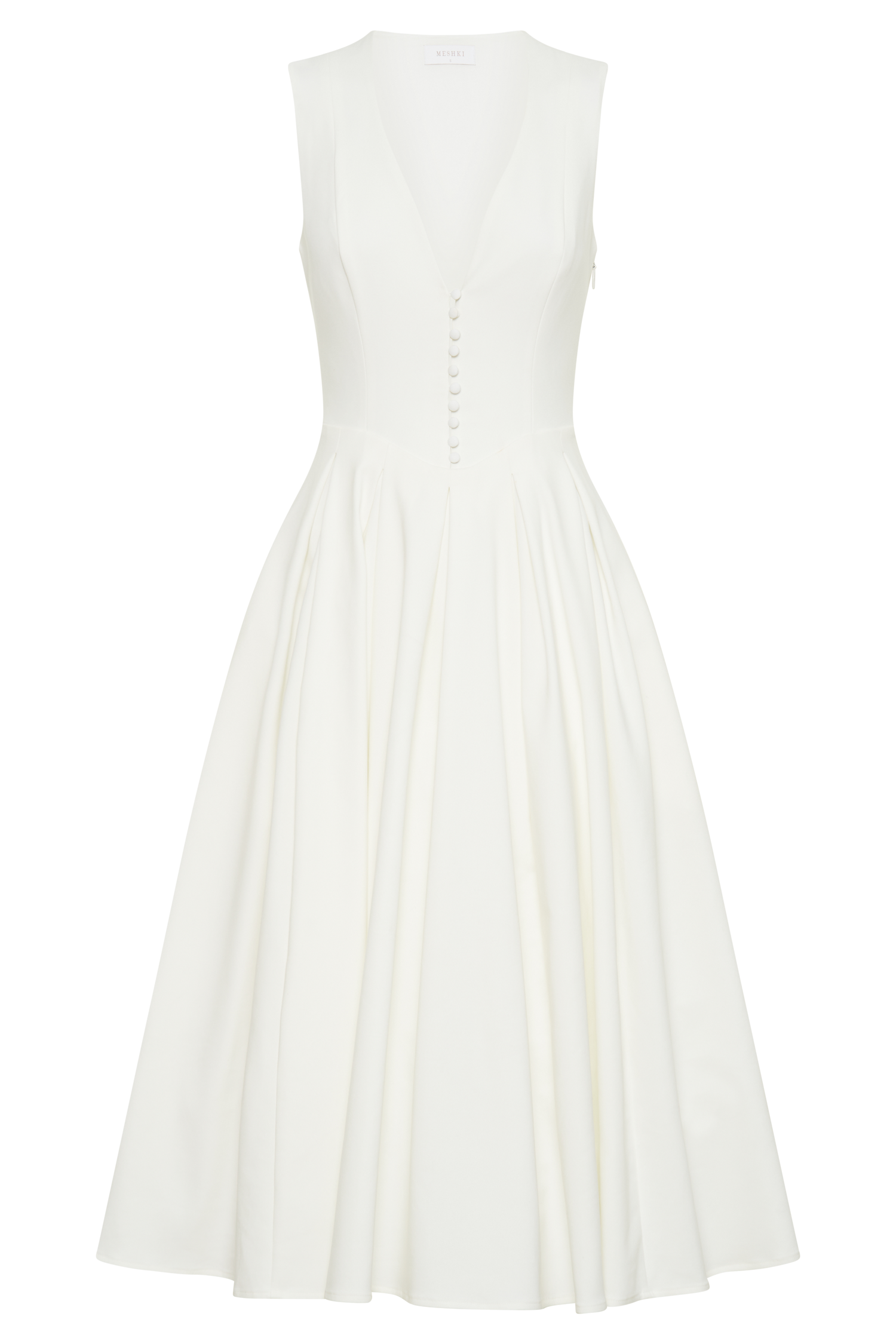 Keely White Cotton Midi Dress - ICYBOO