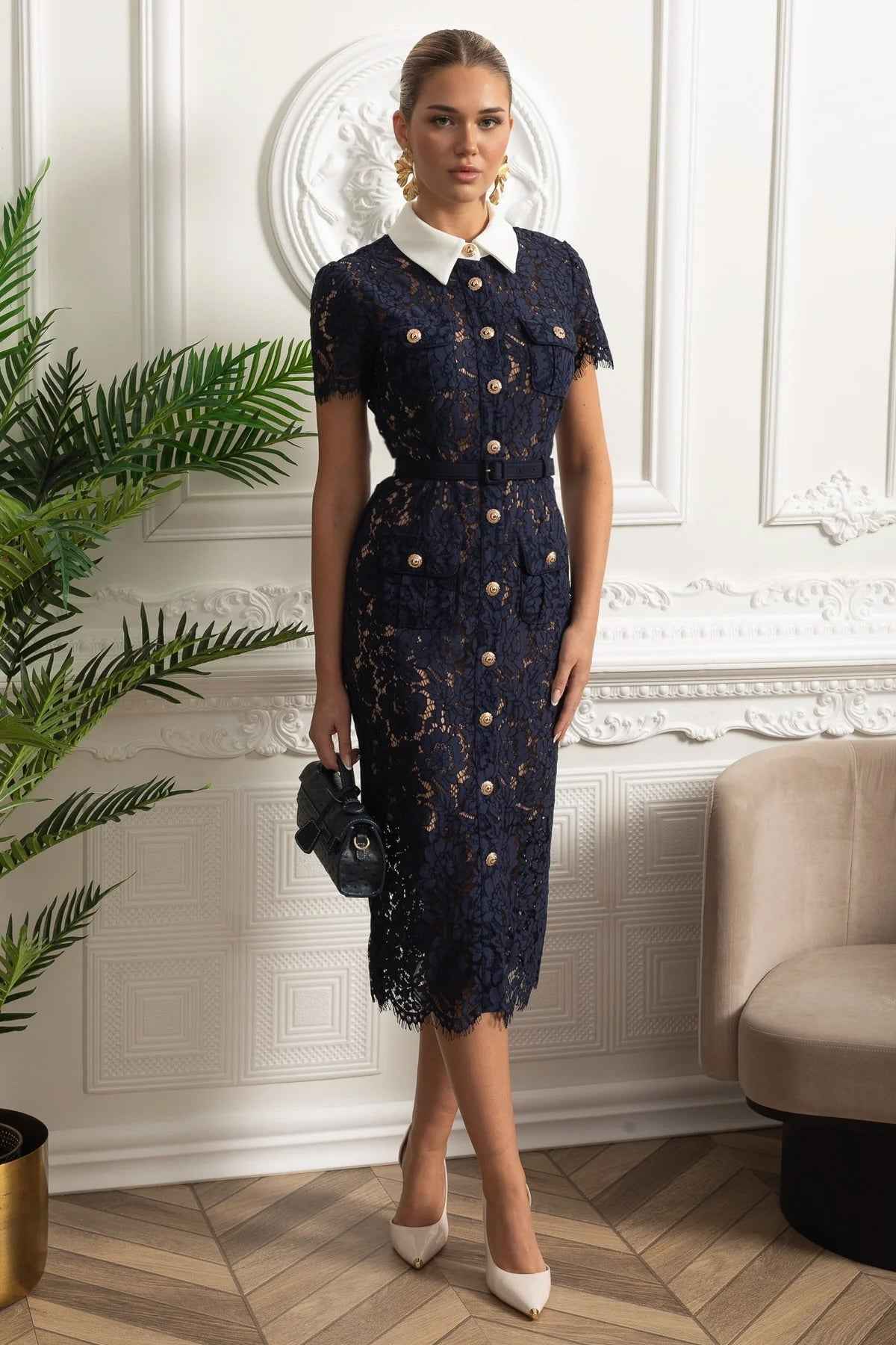 Matilda | FLORAL LACE MIDI COCKTAIL PARTY DRESS