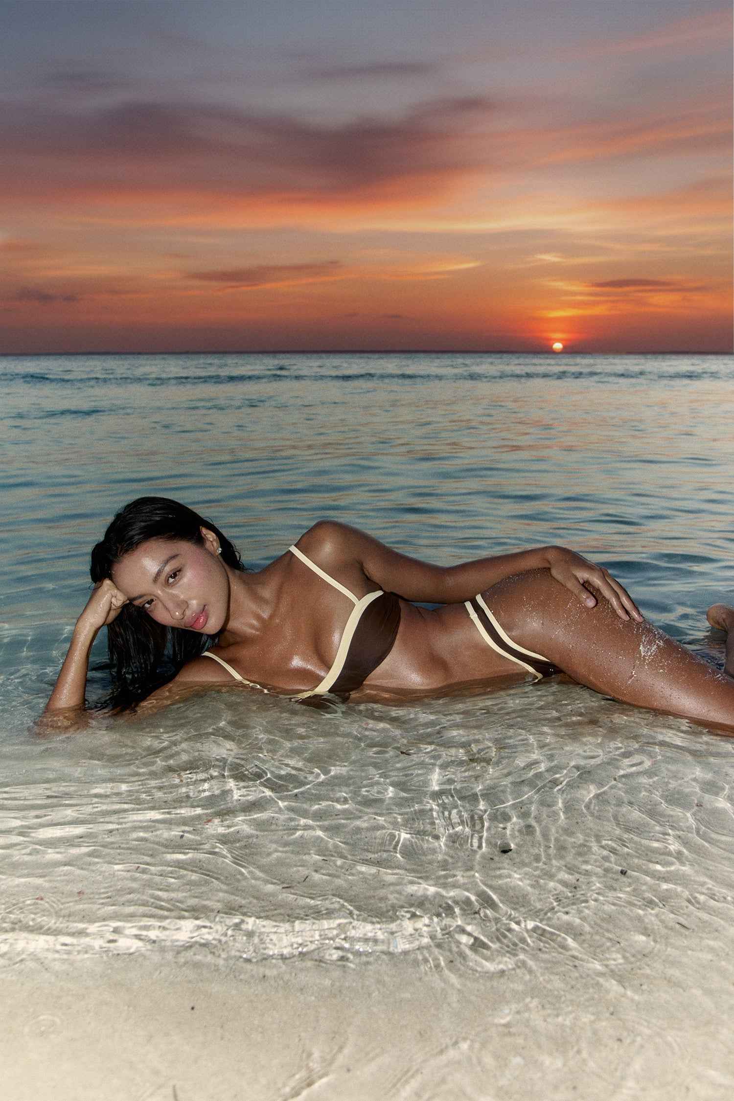 Mi Amor Minimalist High-Cut Summer Bikini - Dark Brown