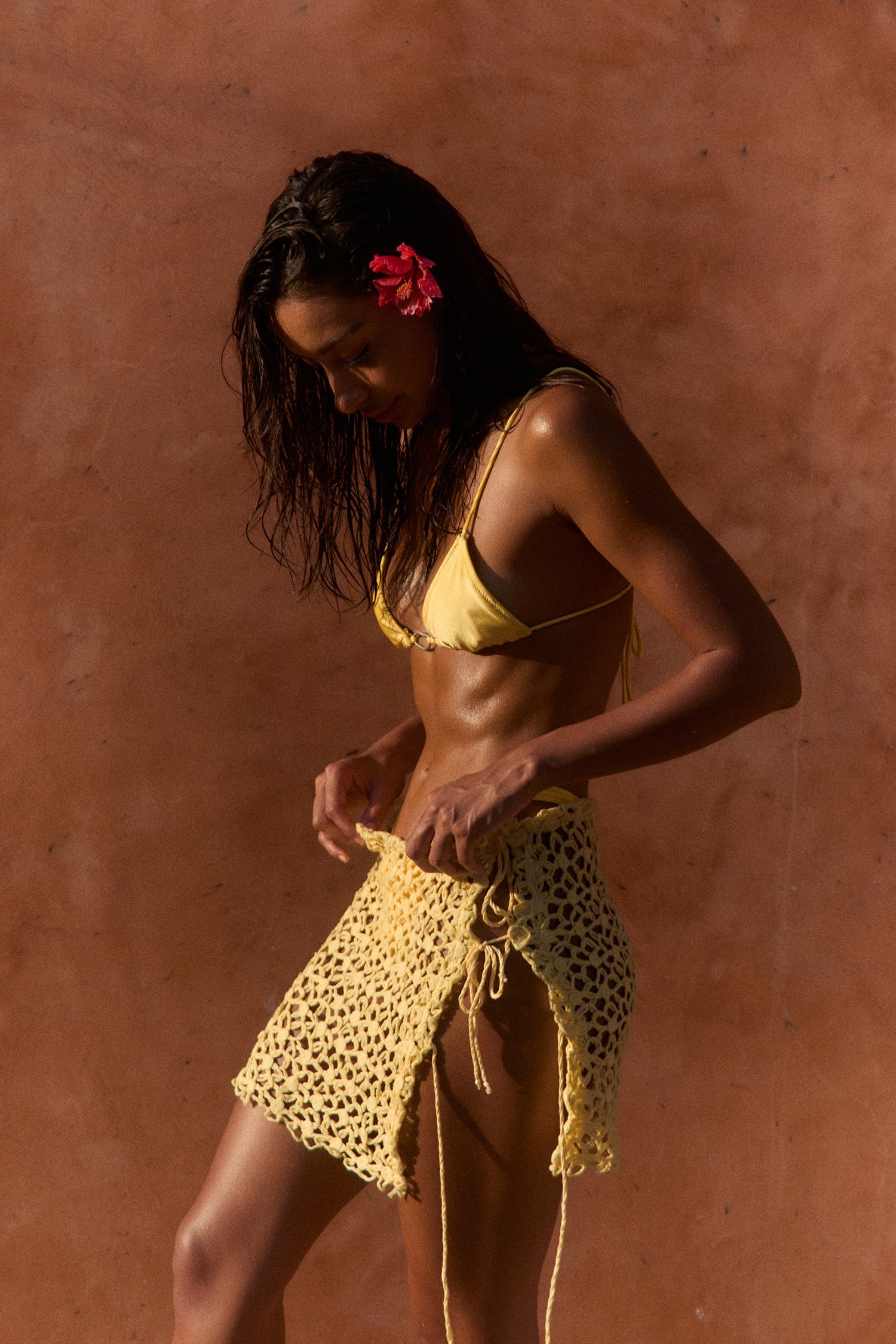 Triangle Top Adjustable Summer Bikini - Yellow