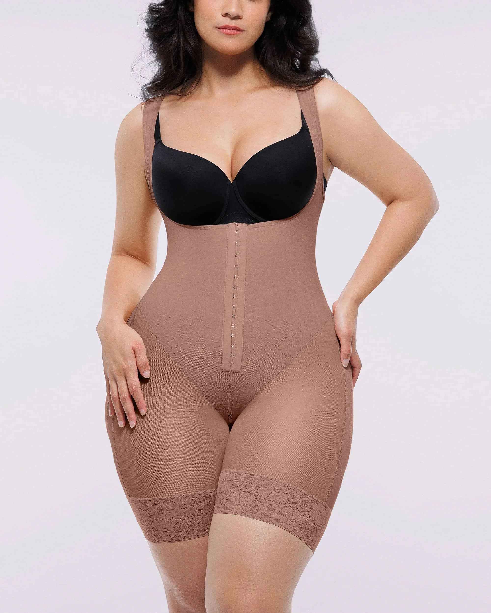 BOOT-YEAH™ Midi Bodysuit - Black Lace Compression