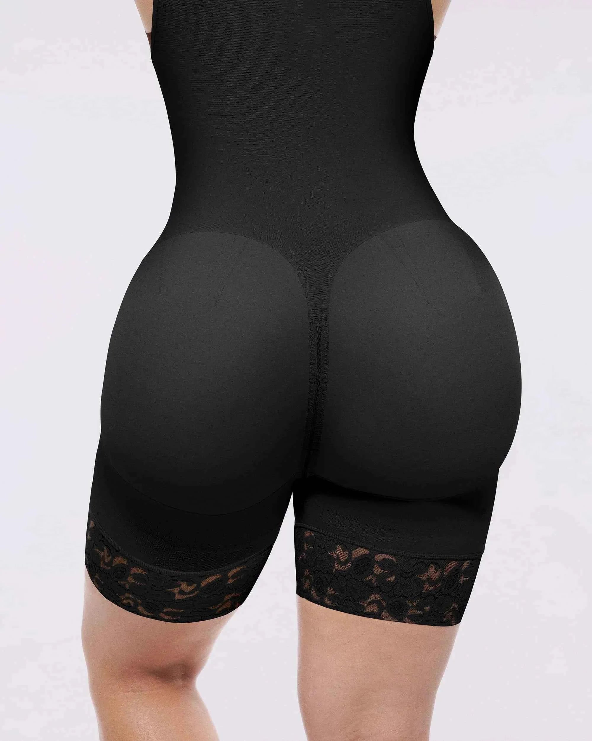 BOOT-YEAH™ Midi Bodysuit - Black Lace Compression